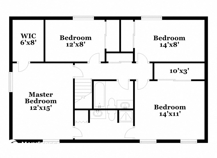 a floor plan of a house with bedrooms and bathrooms and a master bedroom