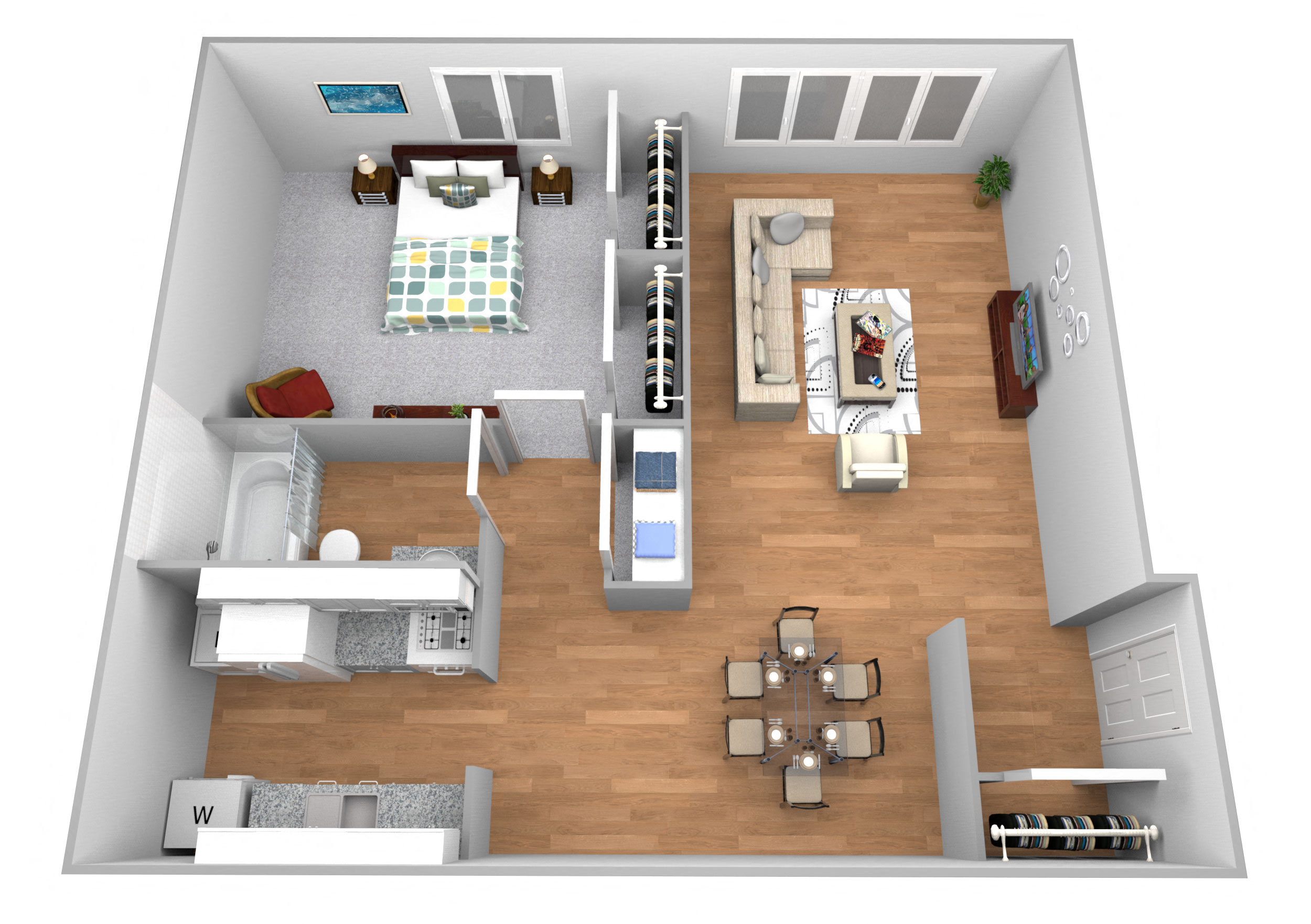 1 Bed 1 Bath Washer/Dryer