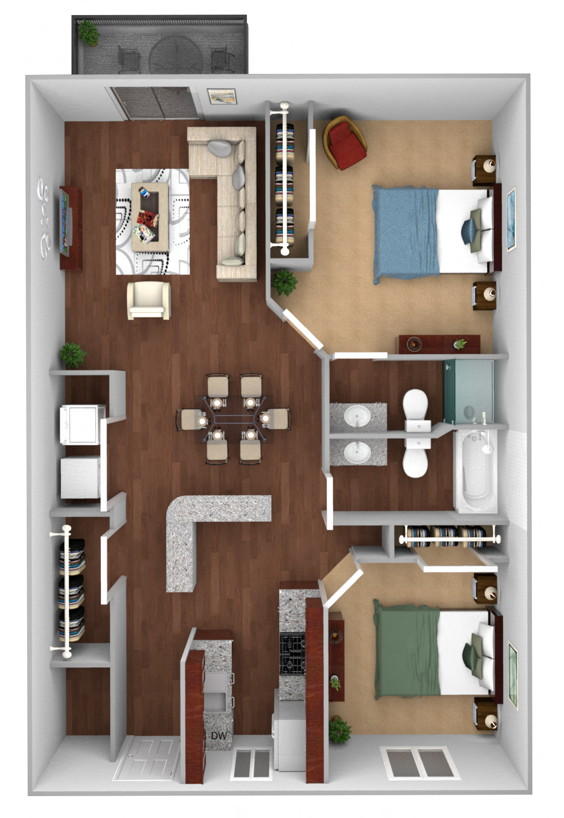 Floor Plan at Dearborn View Apartments, Inkster, MI 48141 
