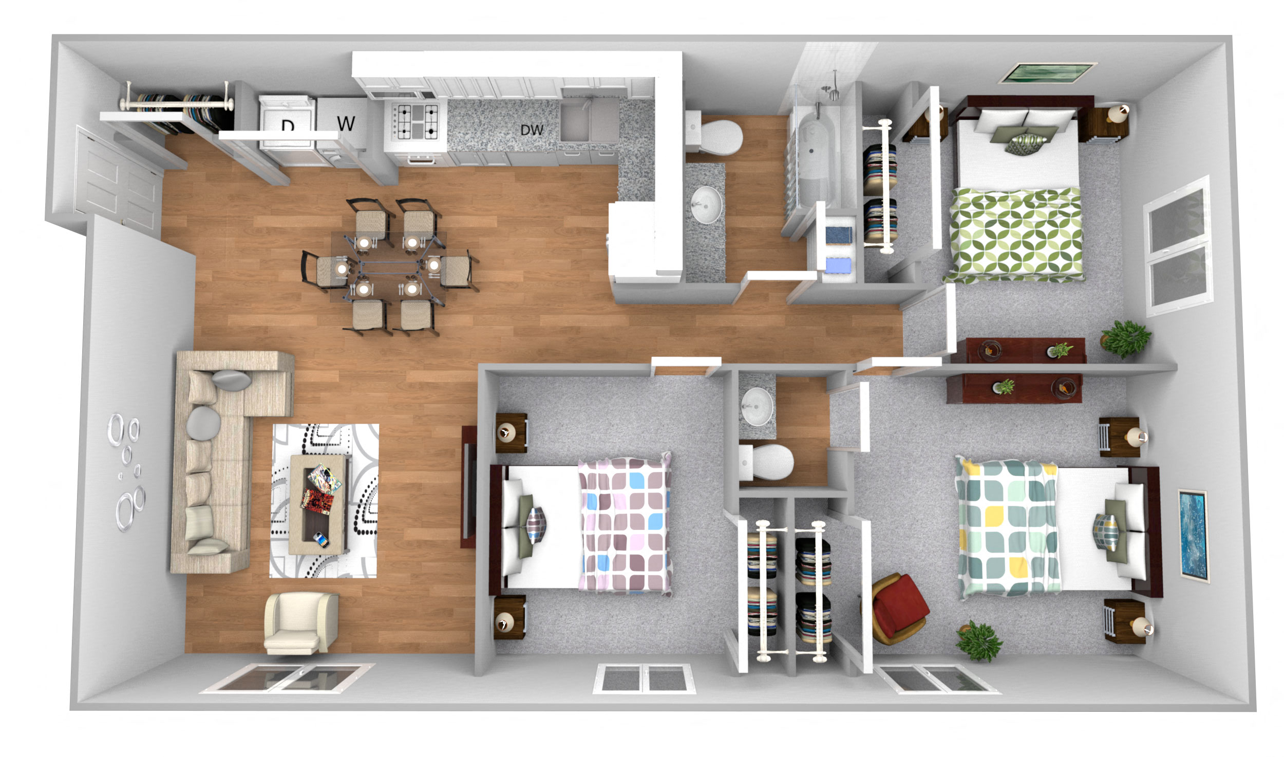 2 Bed 1.5 Bath Washer/Dryer