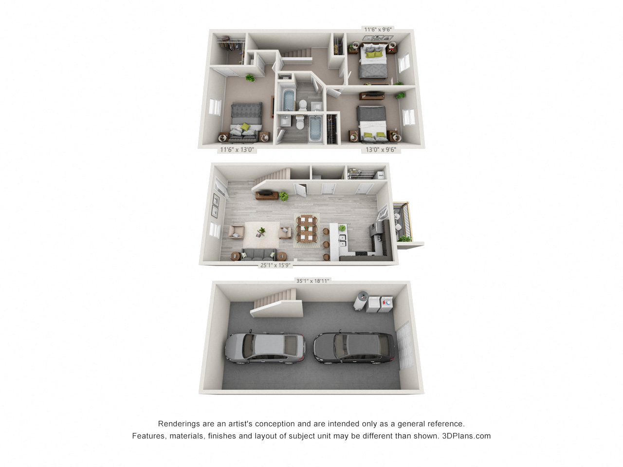 3 Bedroom Townhome with Drive Under Garage