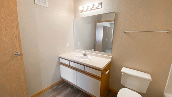 Full bathroom at Amber Valley in Fargo ND with a full shower