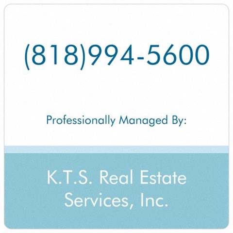A business card for K.T.S. Real Estate Services, Inc. with a phone number.