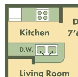 one bed apartment floor plan