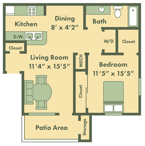 1 bedroom apartment floor plan