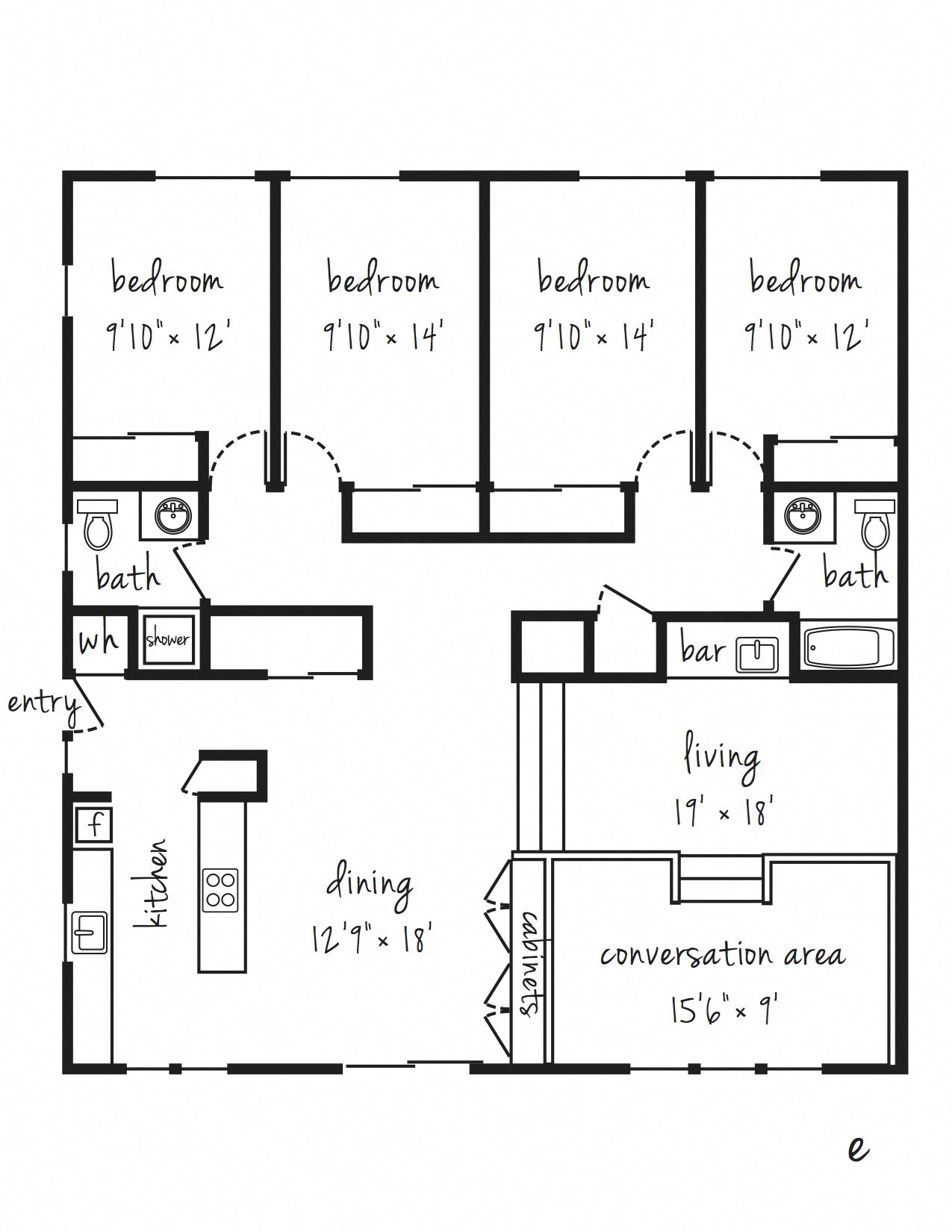 4x2 Flat Individual Lease Program Floor Plan 4