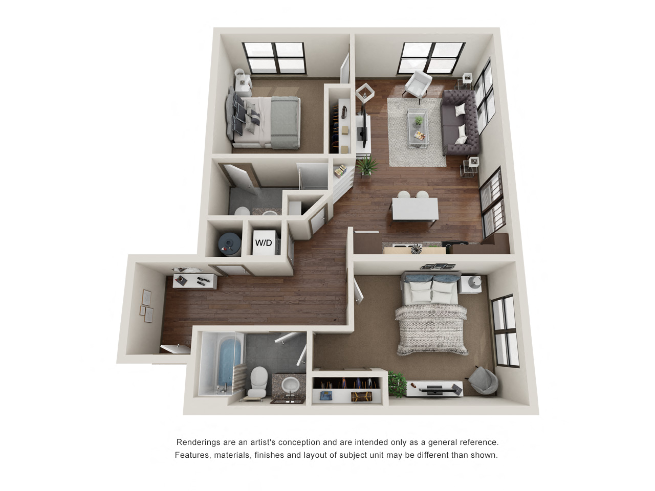 2 bed 2 bath floor plan D