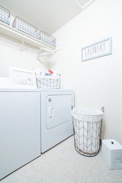 A washer and dryer in an apartment at Casitas