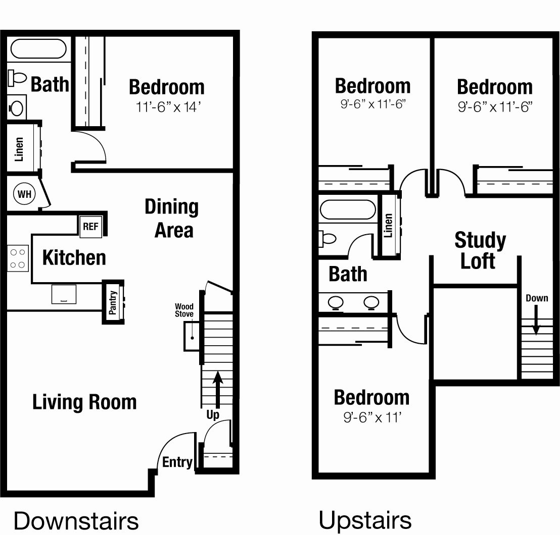 SOLD OUT FOR FALL 2018 - 4x2 Townhouse Individual Lease Program Floor Plan 4
