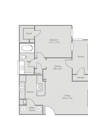 Apartments for Rent in Dallas, Texas One bedroom, one bathroom with private patio and dining room