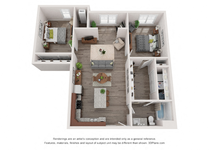 Two Bedroom plan at Logans Landing