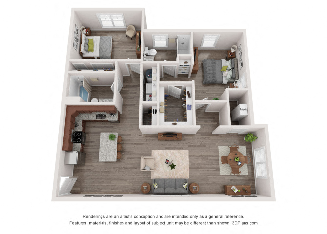 Two bedroom floor plan