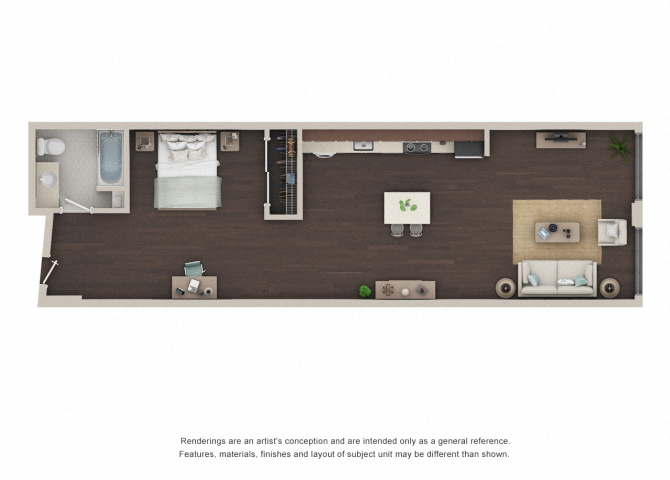 Axis at PTC Floor Plan Stuido 1 bath