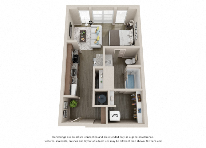 Studio floor plan at Axis at PTC Apartments