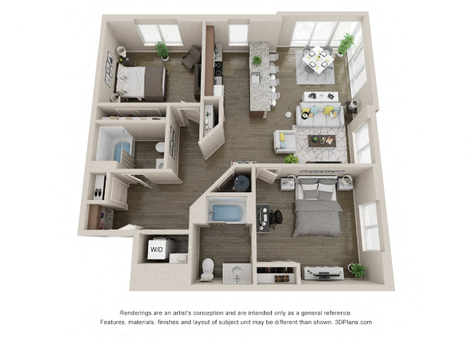 Two bedroom plan at Axis at PTC Apartments