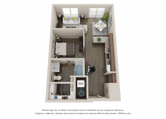 One bedroom plan at Axis at PTC Apartments