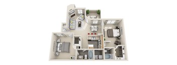 Two Bedroom B1 Floor Plan at Village at Desert Lakes