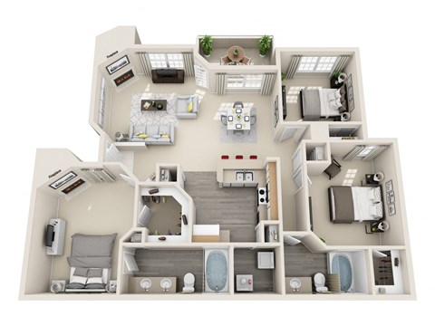 Three Bedroom C2 Floor Plan at Village at Desert Lakes, Las Vegas, Nevada