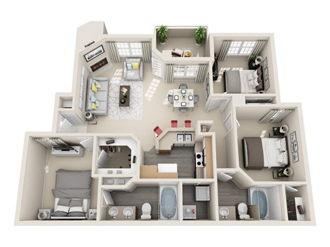 Three Bedroom C1 Floor Plan at Village at Desert Lakes, Las Vegas, 89117