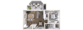 Gem Renovated 3D Floor Plan at Biscayne Bay Apartments, Chandler, Arizona
