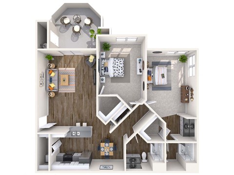 Diamond Renovated 3D Floor Plan at Biscayne Bay Apartments, Arizona, 85225