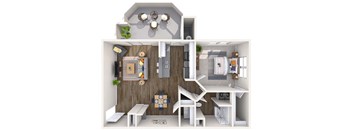 Pearl Renovated 3D Floor Plan at Biscayne Bay Apartments, Chandler