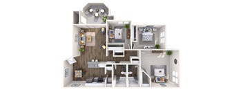 Sapphire Renovated 3D Floor Plan at Biscayne Bay Apartments, Chandler, AZ, 85225