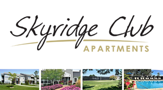 the logo or sign for the apartment community skyride club apartments