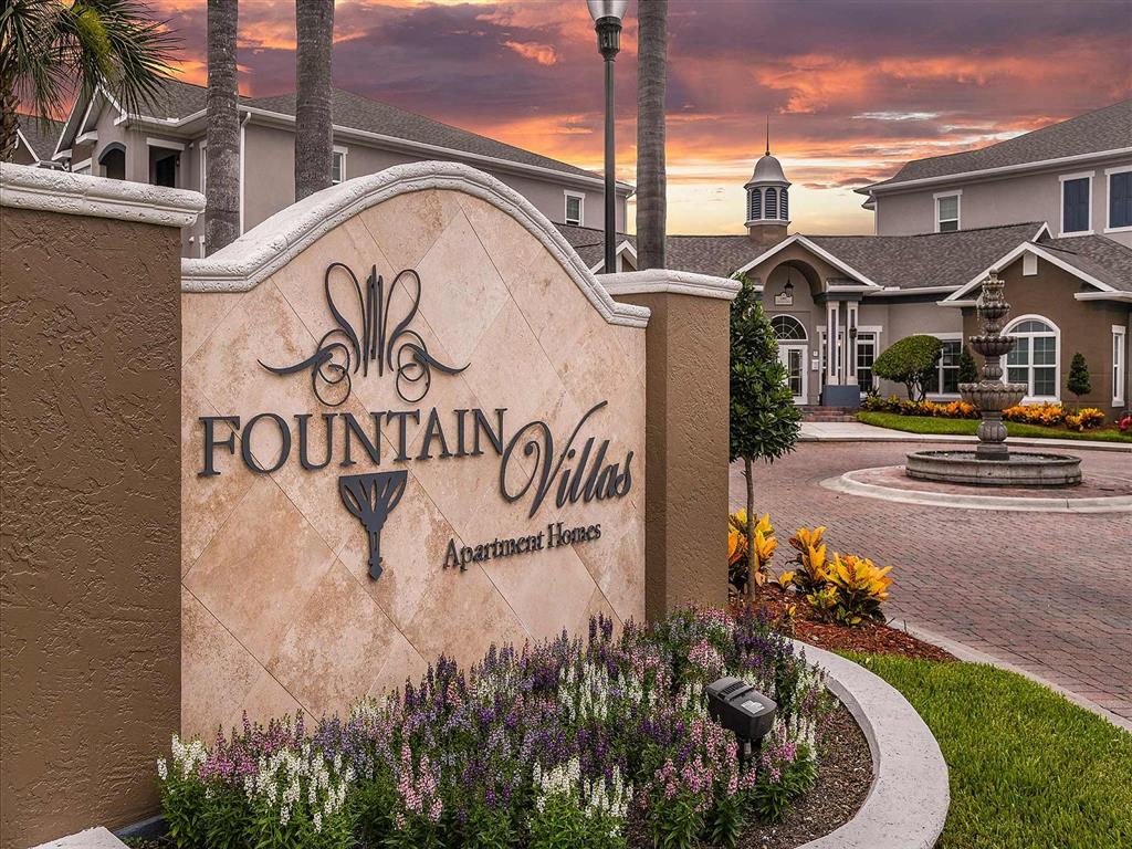 Fountain Villas Community Entrance Dusk