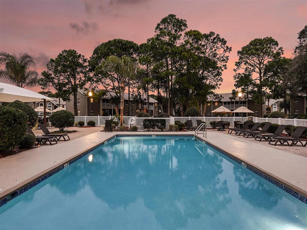 Pool with Seating On Pool Deck