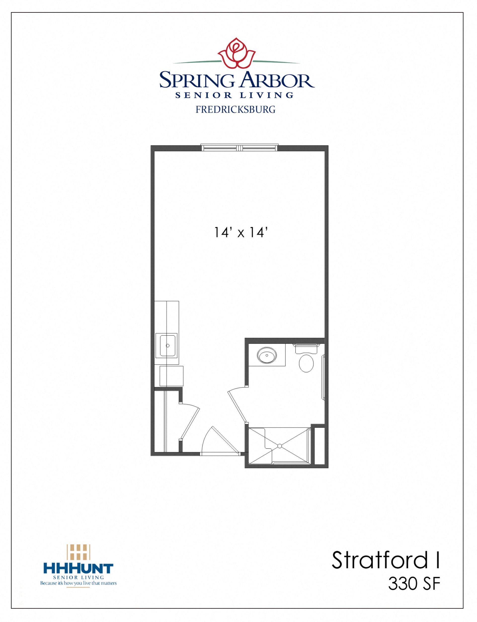 Studio - Assisted Living Floorplan Studio - Assisted Living Floorplan at Spring Arbor of Fredericksburg, Fredericksburg, Virginia