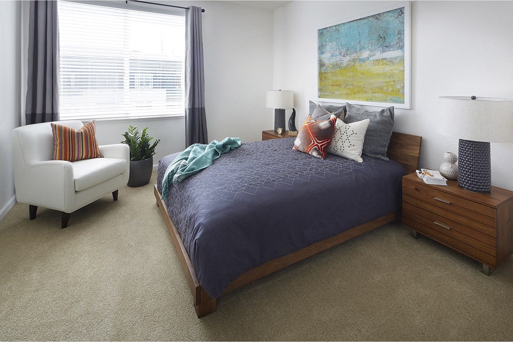 Bedroom with large window