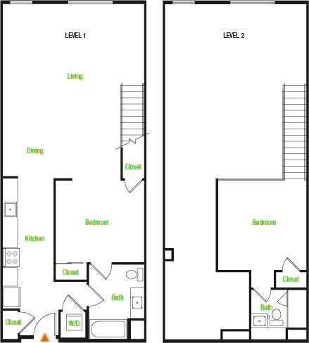 A7-A/B/C/D – 1 Bedroom 1 Bath Floor Plan Layout – 1112 Square Feet