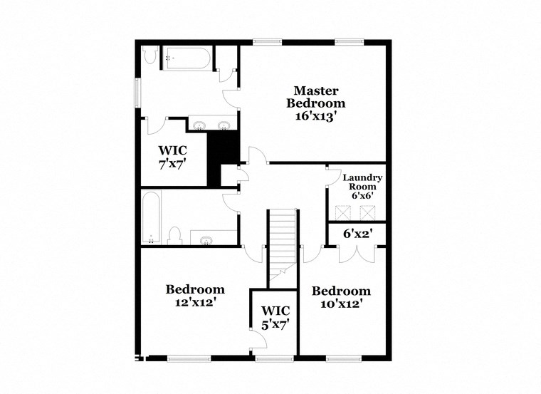 floor plan of the second floor of a house with a bedroom and a bathroom
