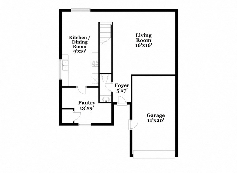 a floor plan of a house with a bedroom and a living room