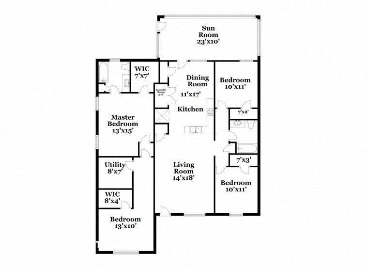 a floor plan of a house with a combination of bedrooms and a living room