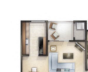1 Bedroom Floor Plan 1 Bedroom Floor Plan at Brookland Ridge Apartments, DC
