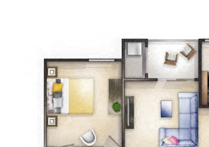 2 Bedroom 1 Bath Floor Plan 2 Bedroom 1 Bath Floor Plan at Brookland Ridge Apartments, DC, 20017