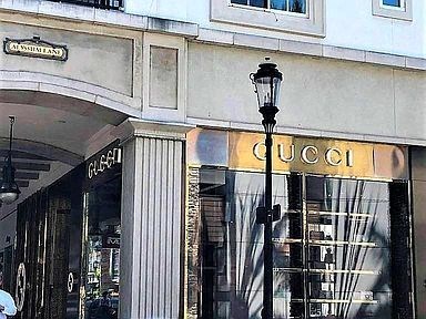 a street light in front of a store