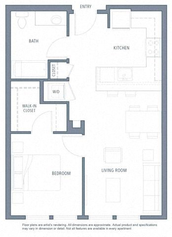 1 bedroom floor plan | Aventine Apartments Hercules CA
