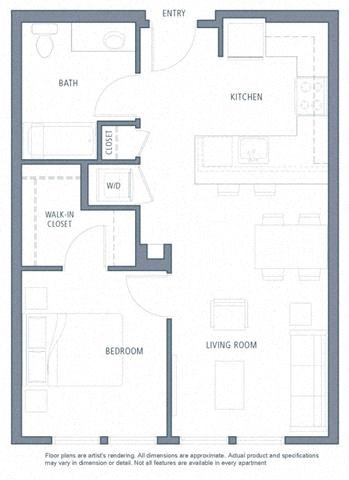 1 bedroom floor plan | Aventine Apartments Hercules CA
