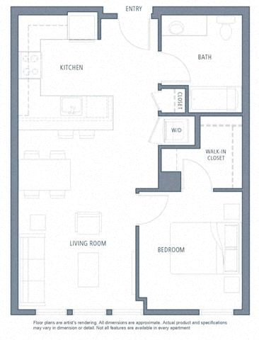 1 bedroom floor plan | Aventine Apartments Hercules CA