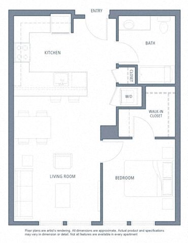 1 bedroom floor plan | Aventine Apartments Hercules CA