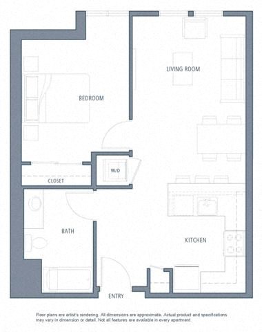 1 bedroom floor plan | Aventine Apartments Hercules CA