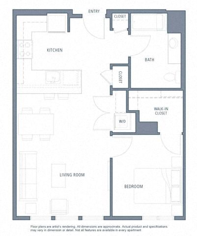 1 bedroom floor plan | Aventine Apartments Hercules CA