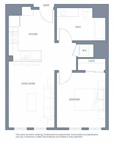 1 bedroom floor plan | Aventine Apartments Hercules CA