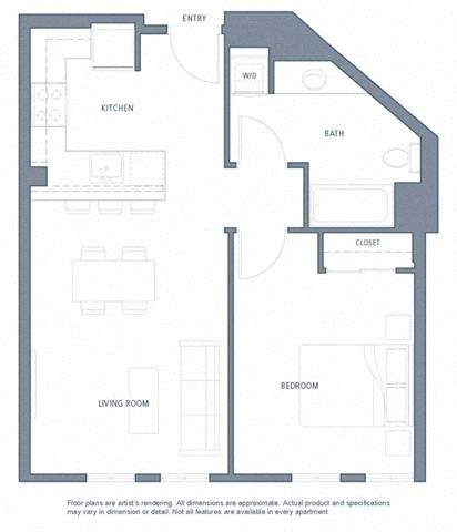 1 bedroom floor plan | Aventine Apartments Hercules CA