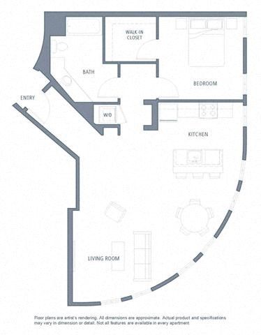 1 bedroom floor plan | Aventine Apartments Hercules CA