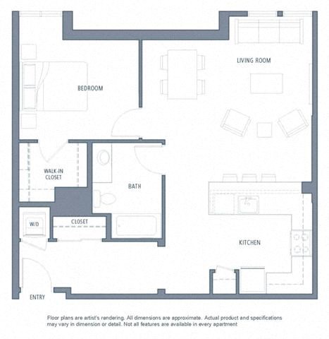 1 bedroom floor plan | Aventine Apartments Hercules CA