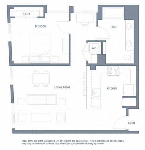 1 bedroom floor plan | Aventine Apartments Hercules CA